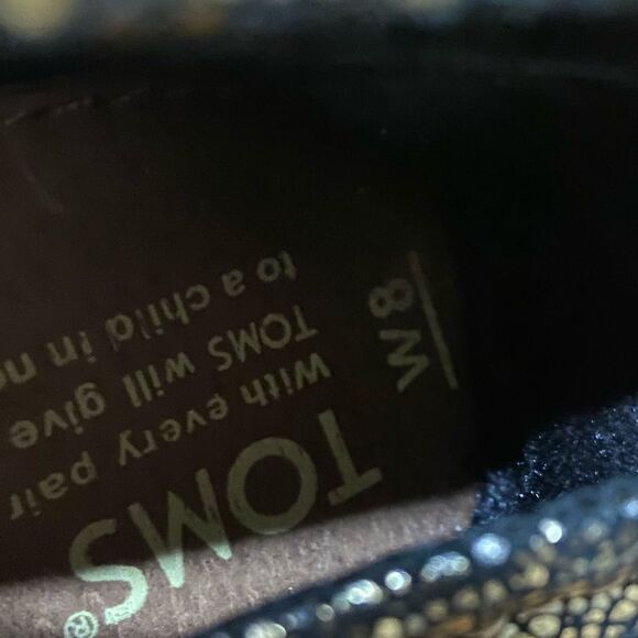 Toms Black & Gold Slide On Loafers - Picture 6 of 6